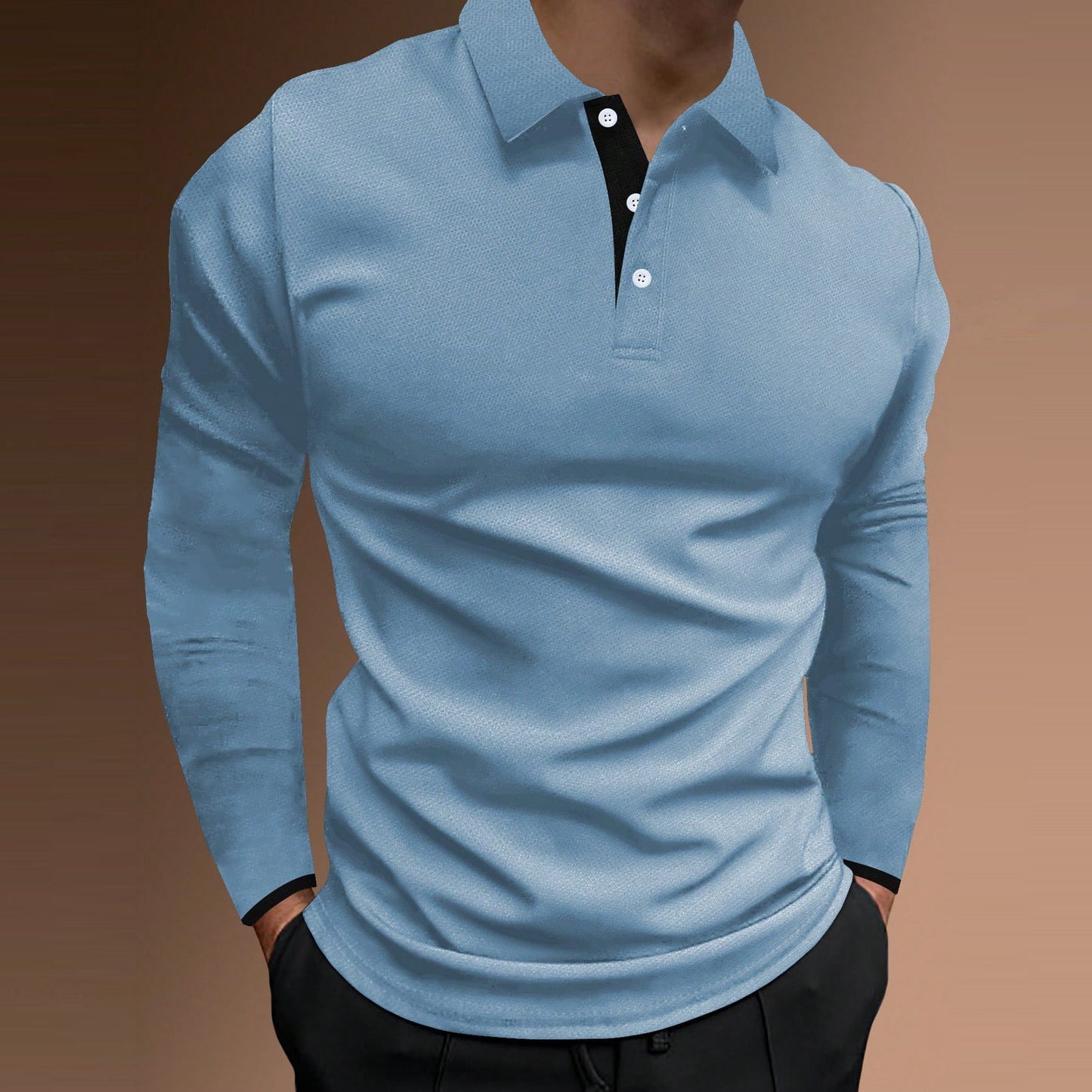 Street Wave Long Sleeve Polo Shirt For Men Elegant Premium Structured Weave Breathable Fabric