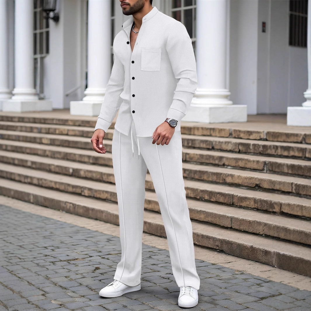 Street-wave Mens Elegant Plaid Suit With Matching Shirt Versatile Office And Evening Wear
