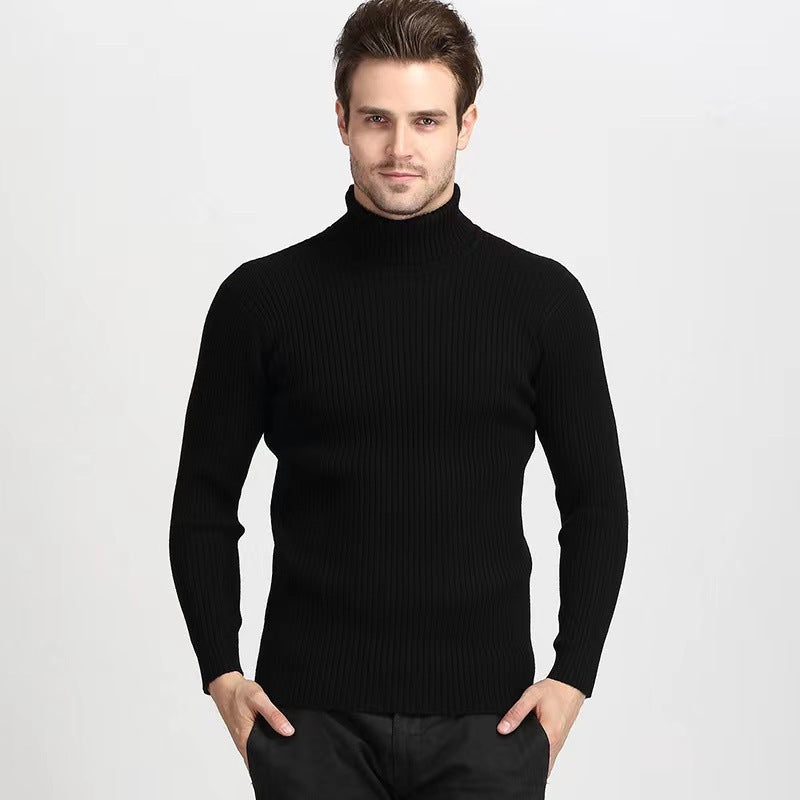 Streetwave Mens Fine Cotton Turtleneck Sweater With Structured Rib Texture For Modern Men Premium Comfort