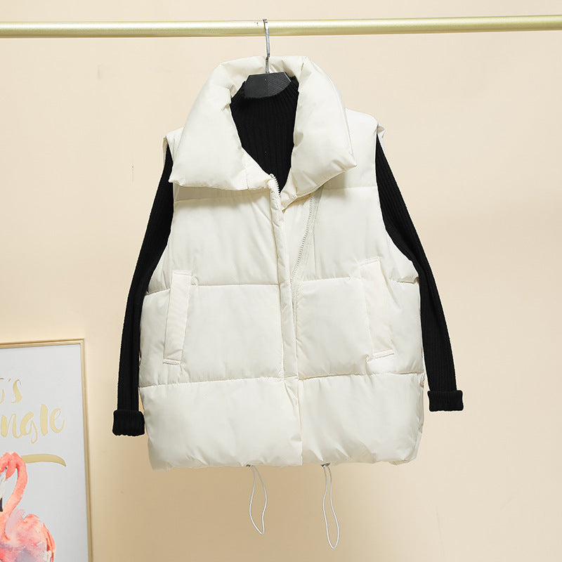 Street Wave Women Puffer Vest With High Collar Insulated Quilted Outerwear For Fall And Winter