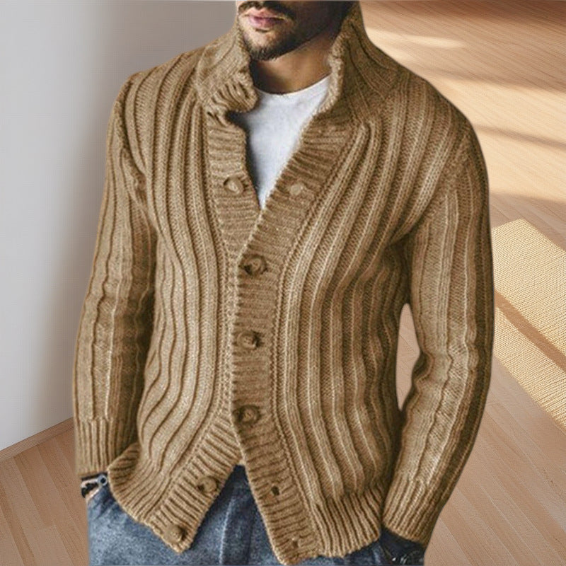 Streetwave Mens Ribbed Cardigan With Stand Collar For Everyday Comfort And Style