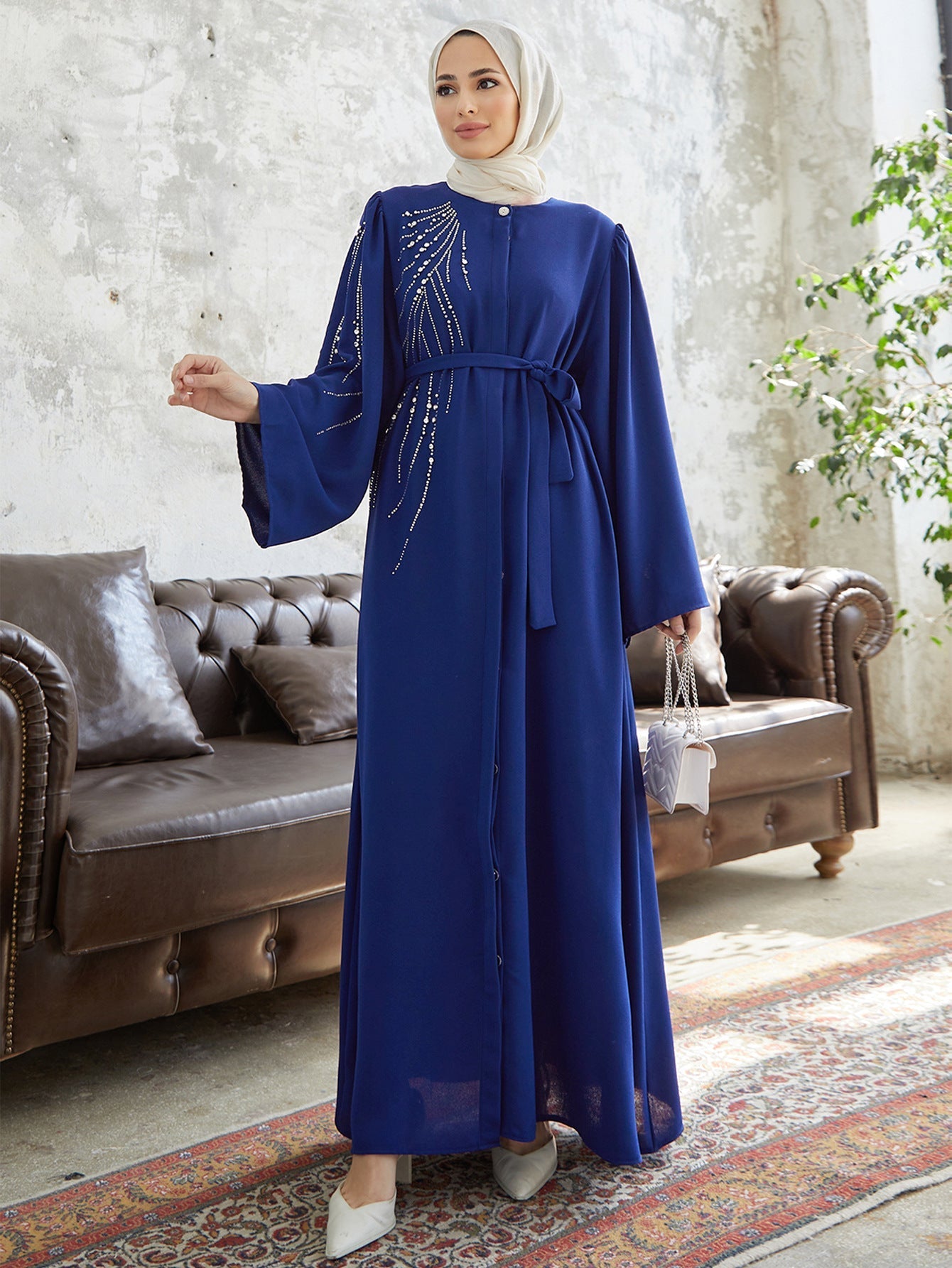 Street-wave Sparkling Applique Maxi Dress For Women With Elegant Belt And Glamorous Evening Style