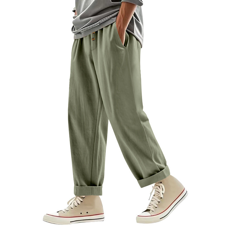 Men's Casual Pants Deep Pockets Elastic Waist Street Wave