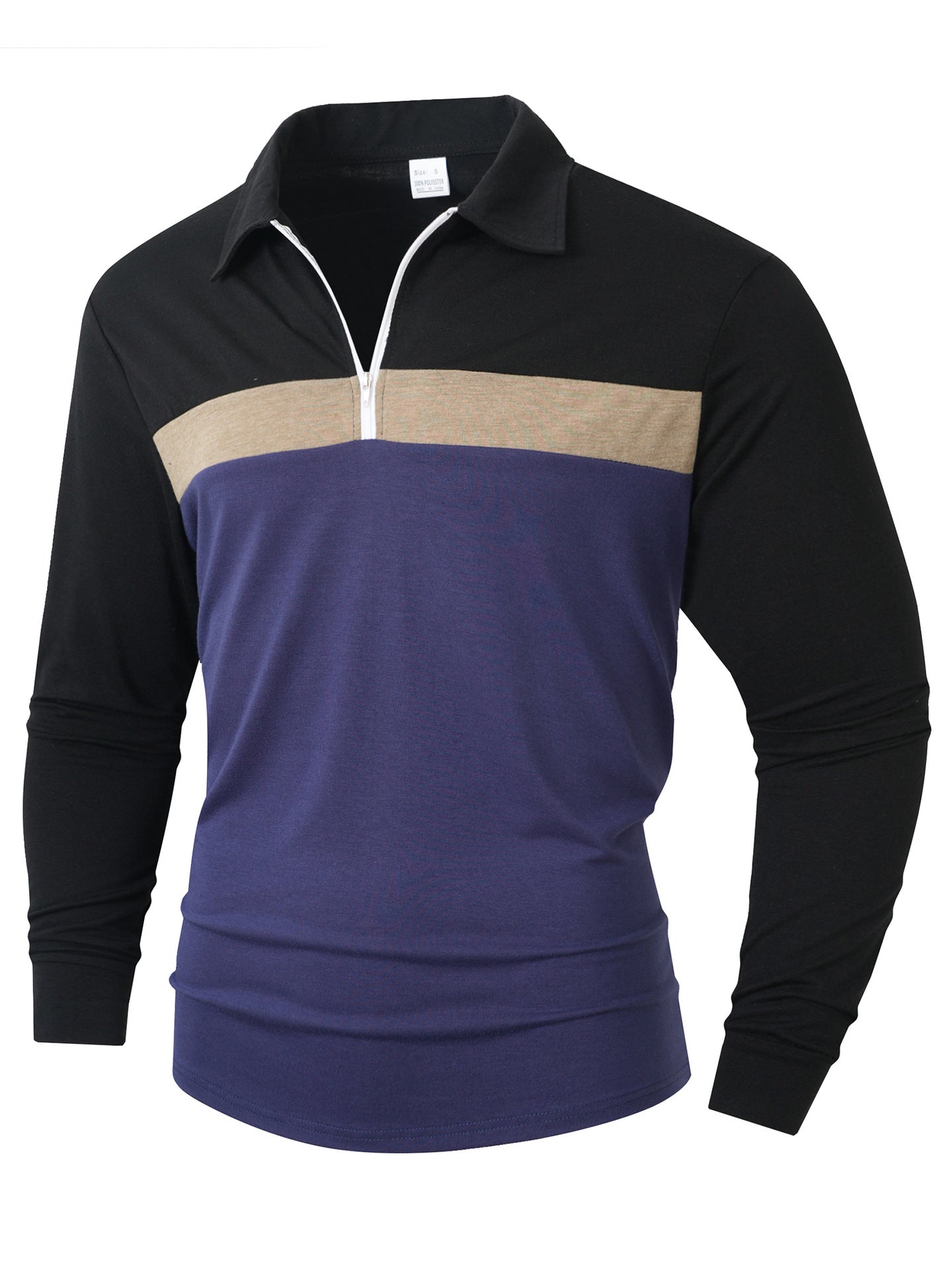 Mens Sporty Zip Long Sleeve Shirt Street-wave Breathable Moisture-Wicking Athletic Top for Active Men