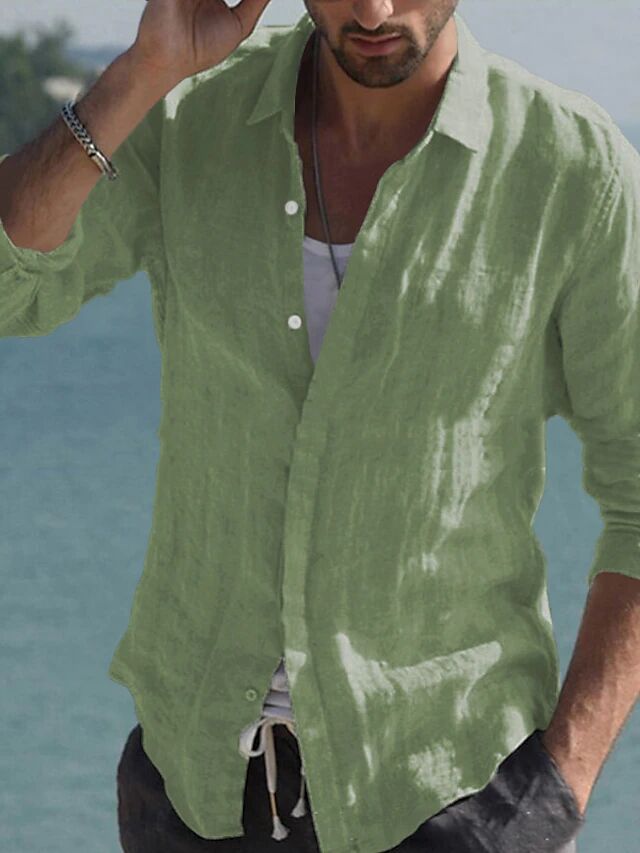 Street-wave Men's Linen Shirt Breathable Lightweight Relaxed Fit For Summer Casuals