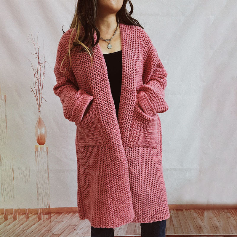 Streetwave Chunky Knit Cardigan With Pockets For Women Cotton Blend Warmth V Neck Cozy