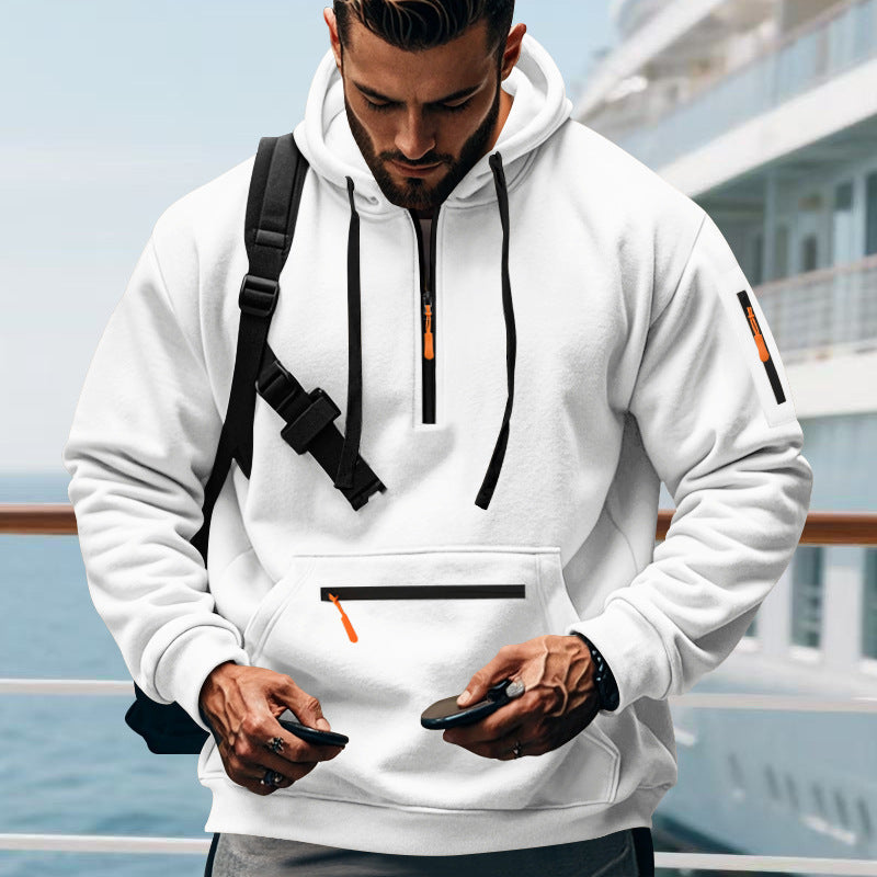 Street Wave Mens Athletic Hoodie With Zip Pockets For Active Men Comfortable Sporty Essential