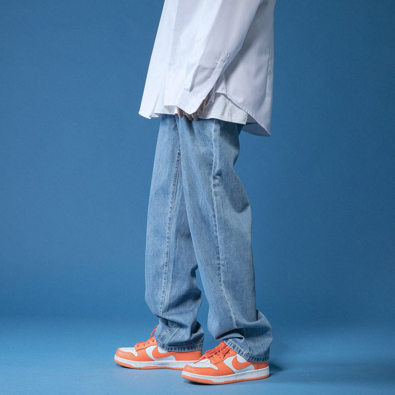 Men's Loose Denim Jeans Vintage High Waist Street-Wave, Comfortable Everyday Wear