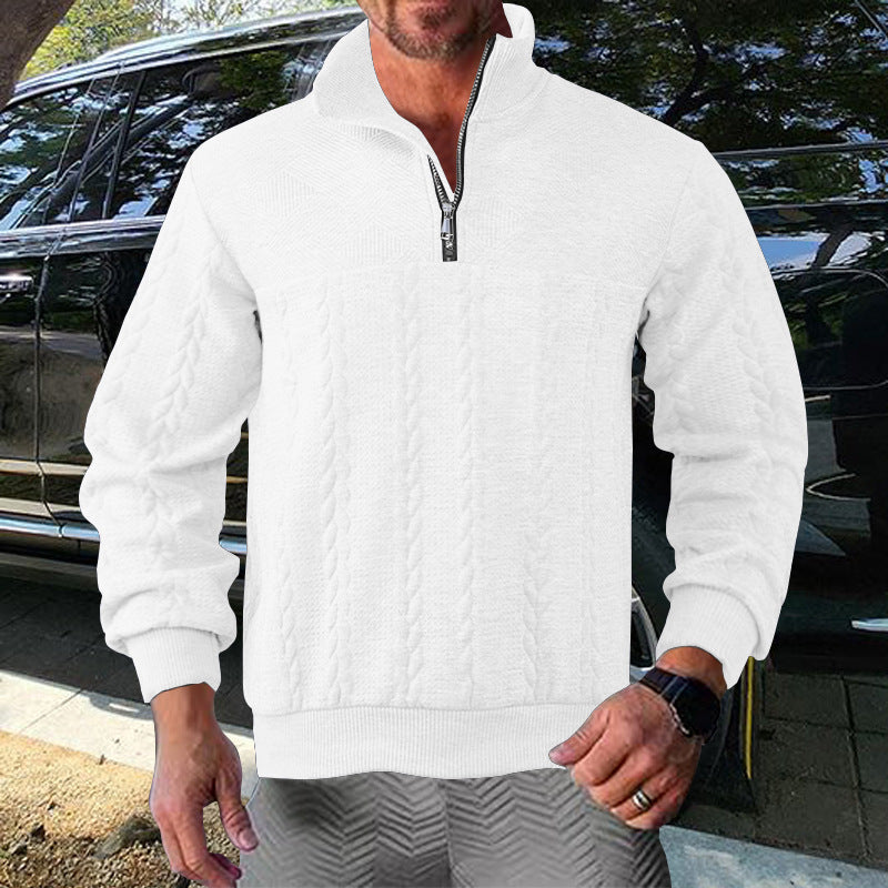 Streetwave Mens Zip Pullover With Structured Knit Design For Warmth And Breathable Comfort