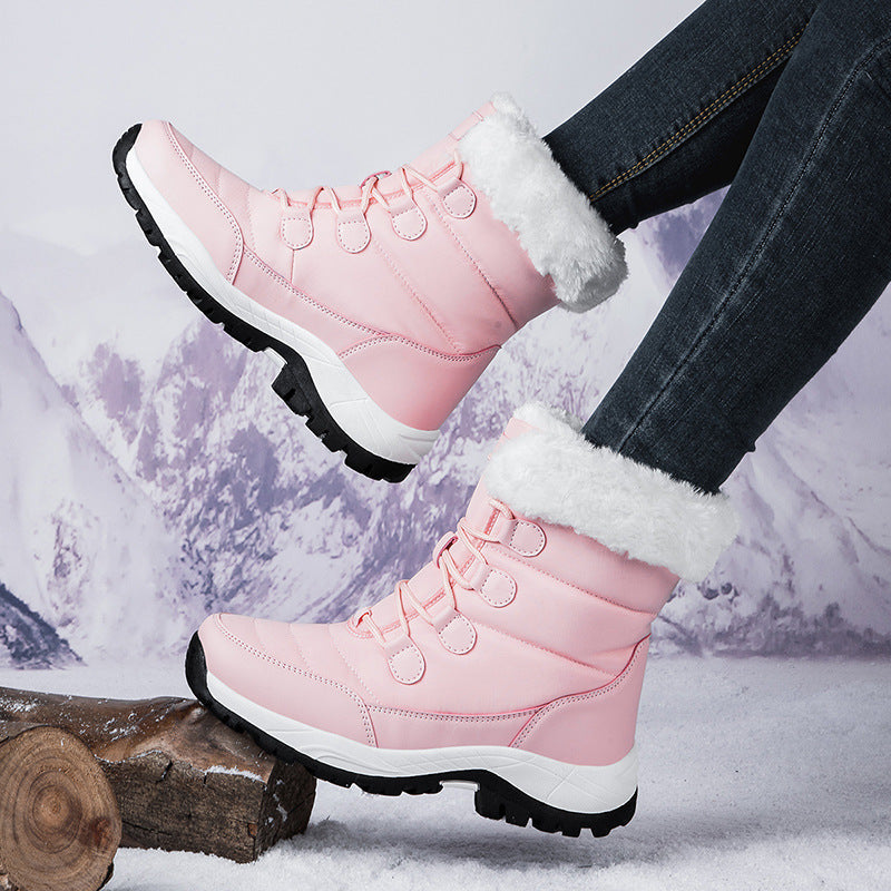 Street-Wave Quilted Ankle Boots With Faux Fur Lining Warm Durable Winter Boots For Women