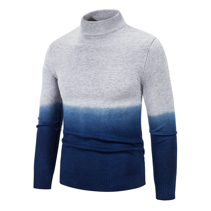 Streetwave Men Gradient Turtleneck Sweater With Color Block Knit For Everyday Style
