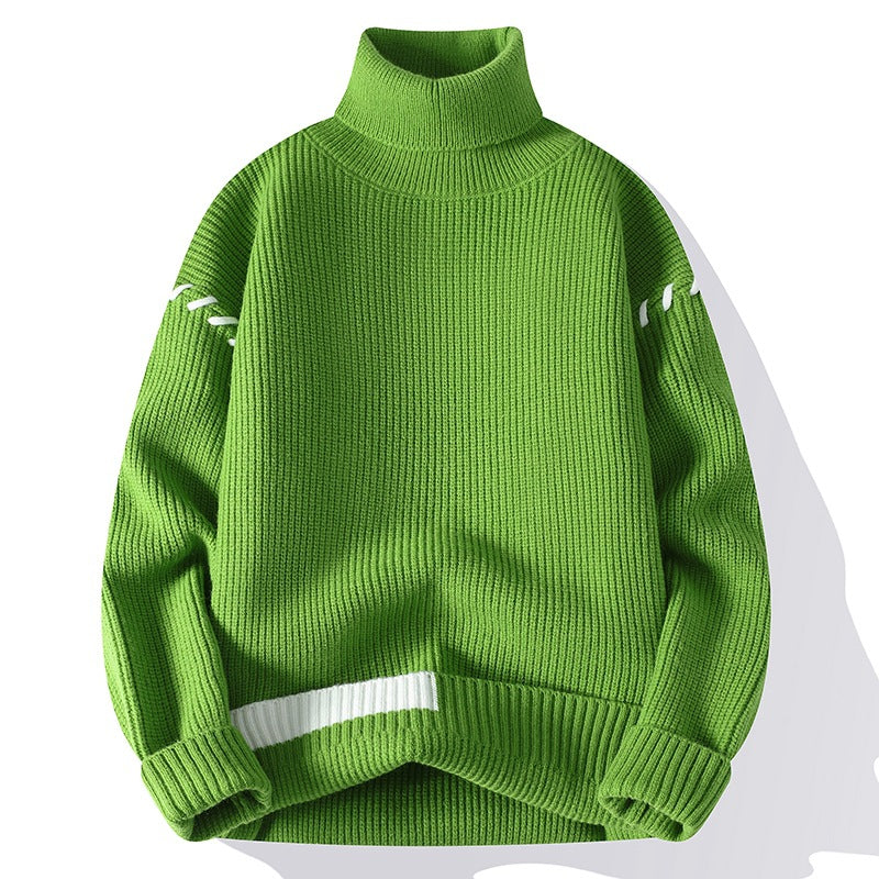 Street-wave Women Chunky Knit Turtleneck Sweater With Decorative Sleeve Details And Soft Cotton