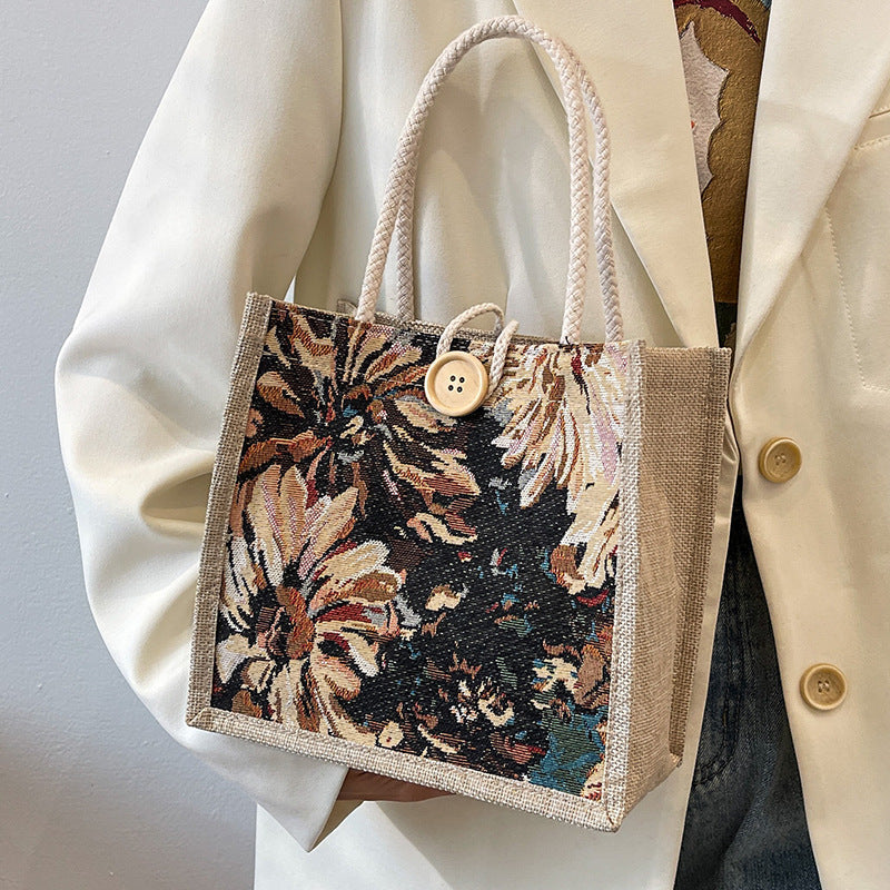 Heather Floral Woven Tote