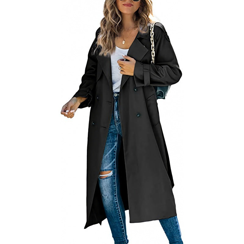 Street Wave Oversized Trench Coat For Women Chic Versatile Style With Elegant Details