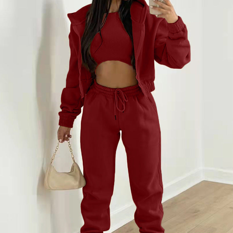 Street-wave Cozy Short-Top Lounge Set For Women Matching Joggers Trendy Comfort Everyday