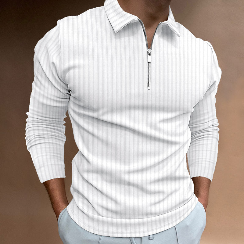 Streetwave Mens Zip Polo Shirt With Stripes Modern Comfortable Polo For Fashion Forward Men