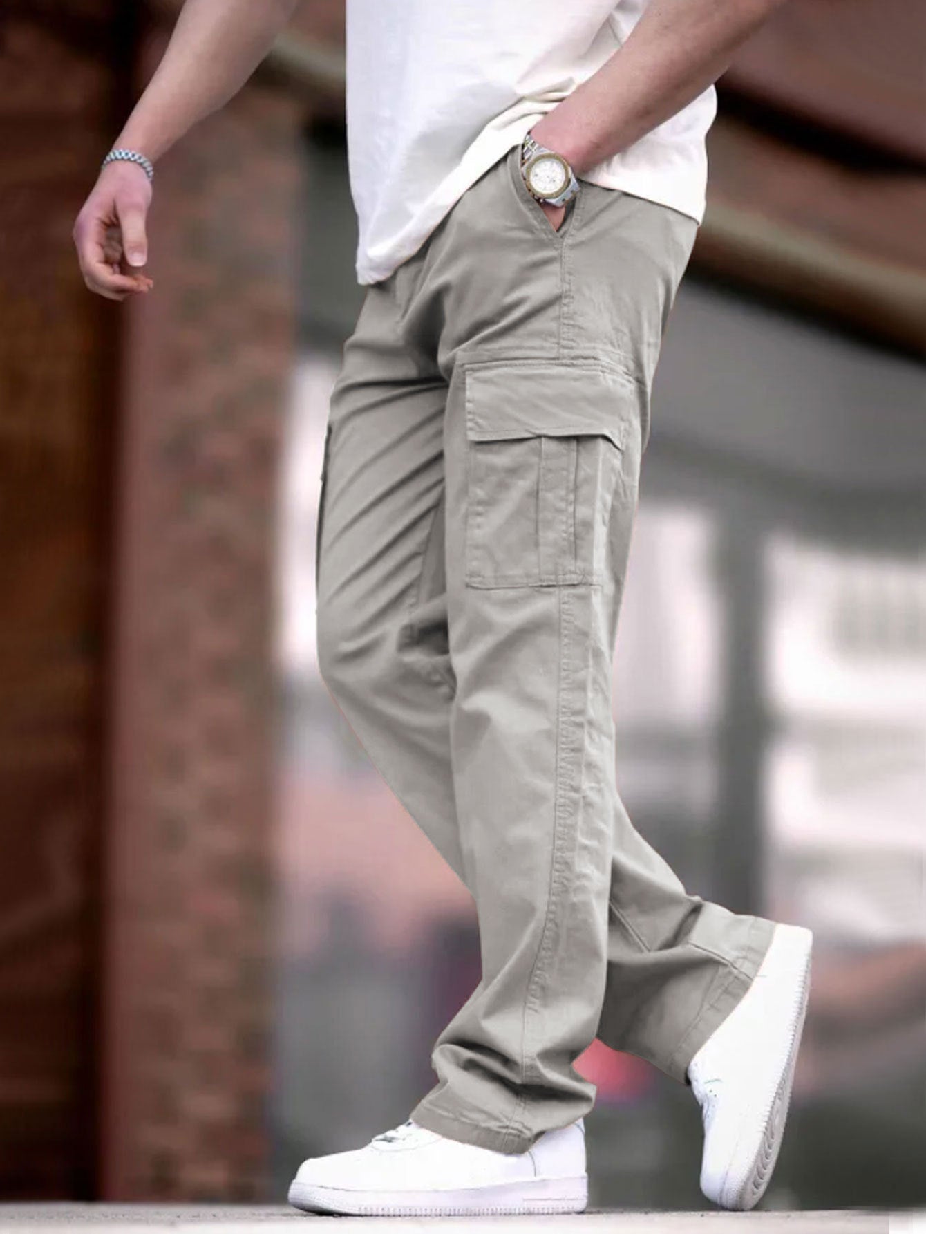 Men's Cargo Pants Breathable Fabric With Multifunctional Pockets For Everyday Urban Wear Street-Wave