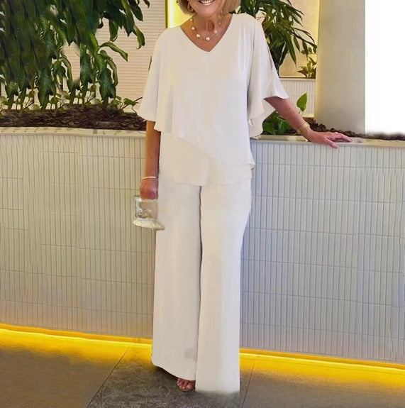 Street-wave Women's Two-Piece Set With Flowing Top And Wide-Leg Pants For Effortless Chic Comfort