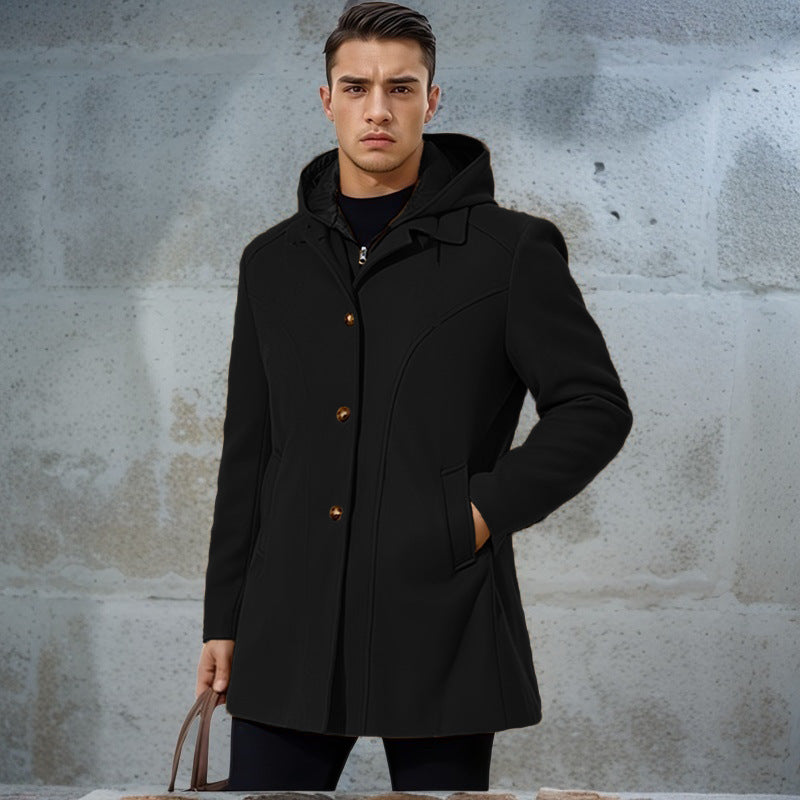 Mens Transitional Hooded Jacket Street Wave Windproof Warmth With Modern Detailing For Men