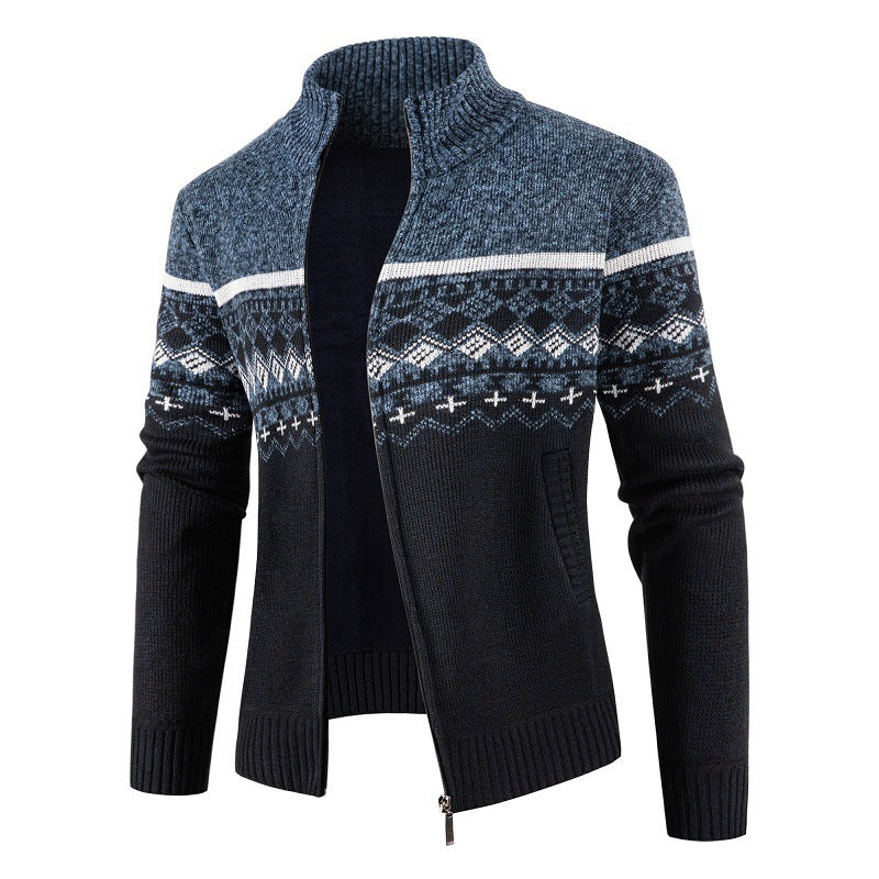 Streetwave Mens Knit Cardigan With High Collar Cozy Warmth And Modern Style For Cold Weather