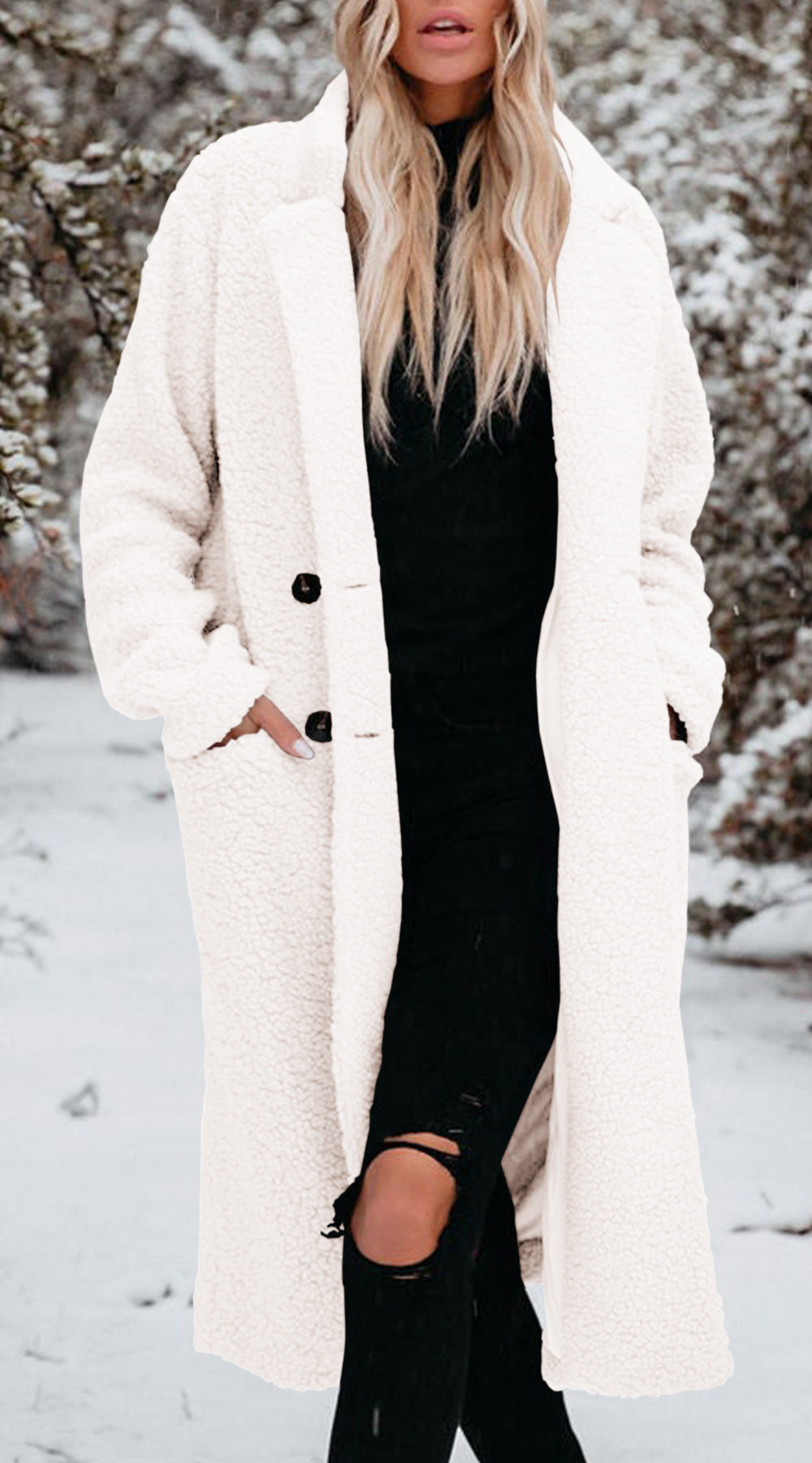 Street-wave Womens Oversized Teddy Coat With Button Closure And Practical Pockets Plush Warmth