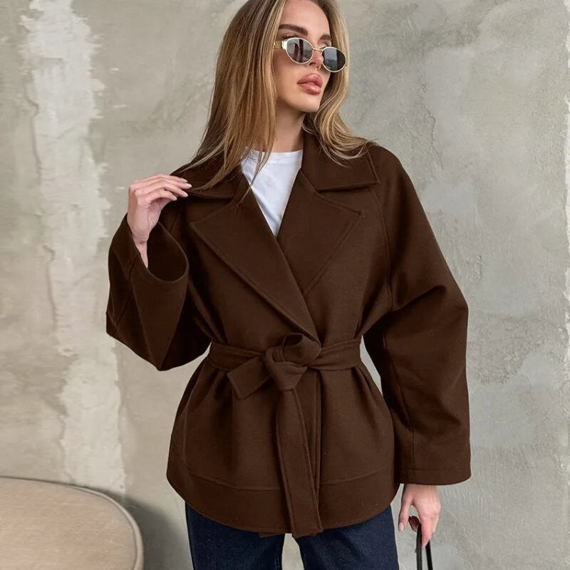 Street-Wave Womens Wrap Jacket In HighQuality Soft Material With Tailored Belt For A Flattering Silhouette