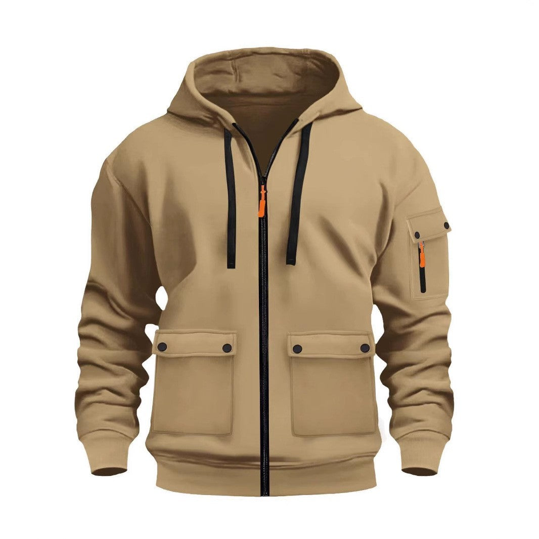 Functional Hooded Jacket For Men With Multiple Pockets Street Wave Versatile Activewear