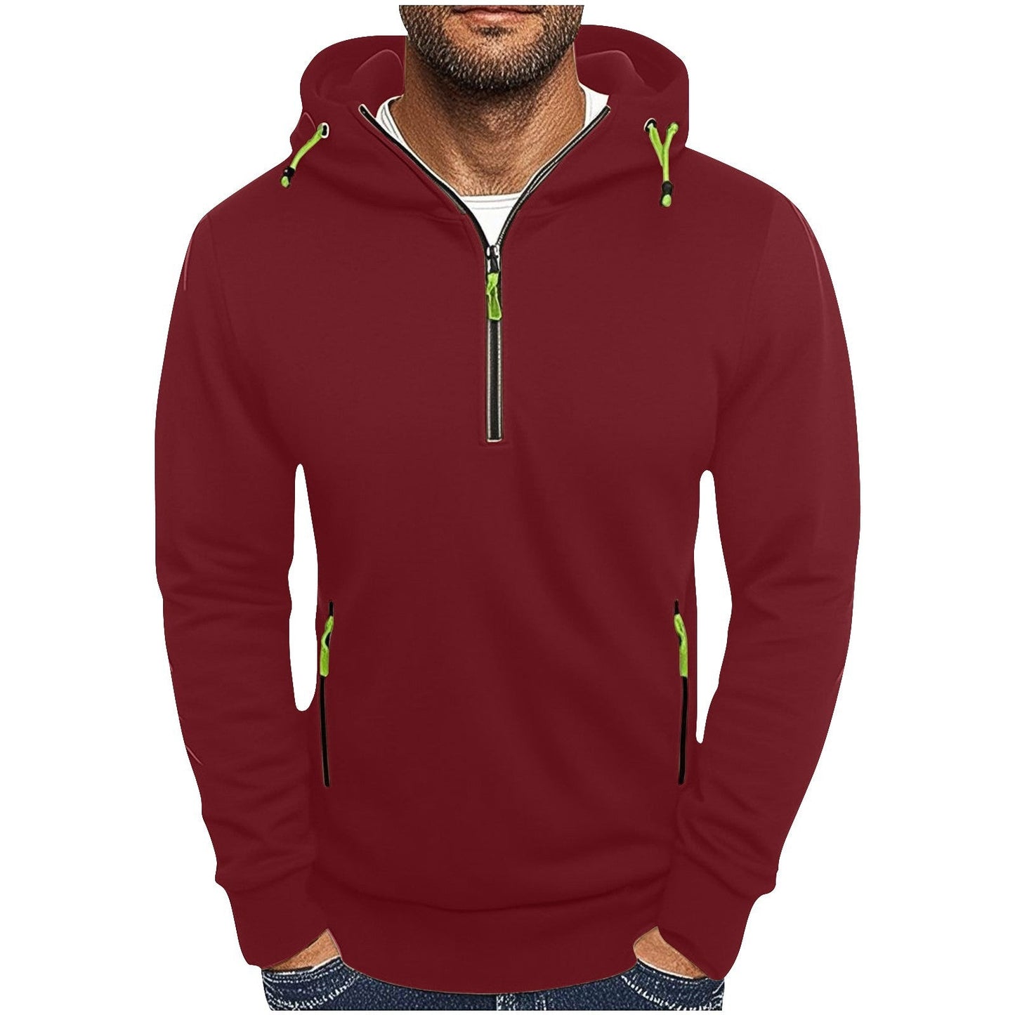 Streetwave Mens Half Zip Hoodie With Two Pockets Breathable Comfort For Everyday Wear