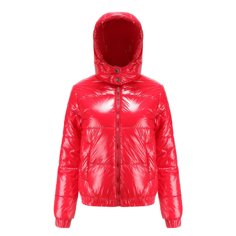 Street Wave Women Shiny Puffer Jacket Warm Yellow Winter Coat For Fashion Forward Ladies