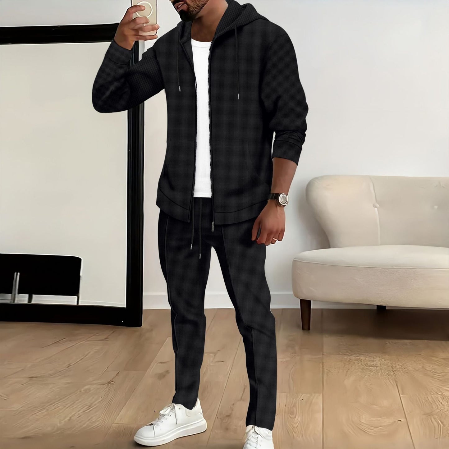 Street-wave Men's Zip Hoodie Tracksuit Set Premium Comfortable Activewear For Men