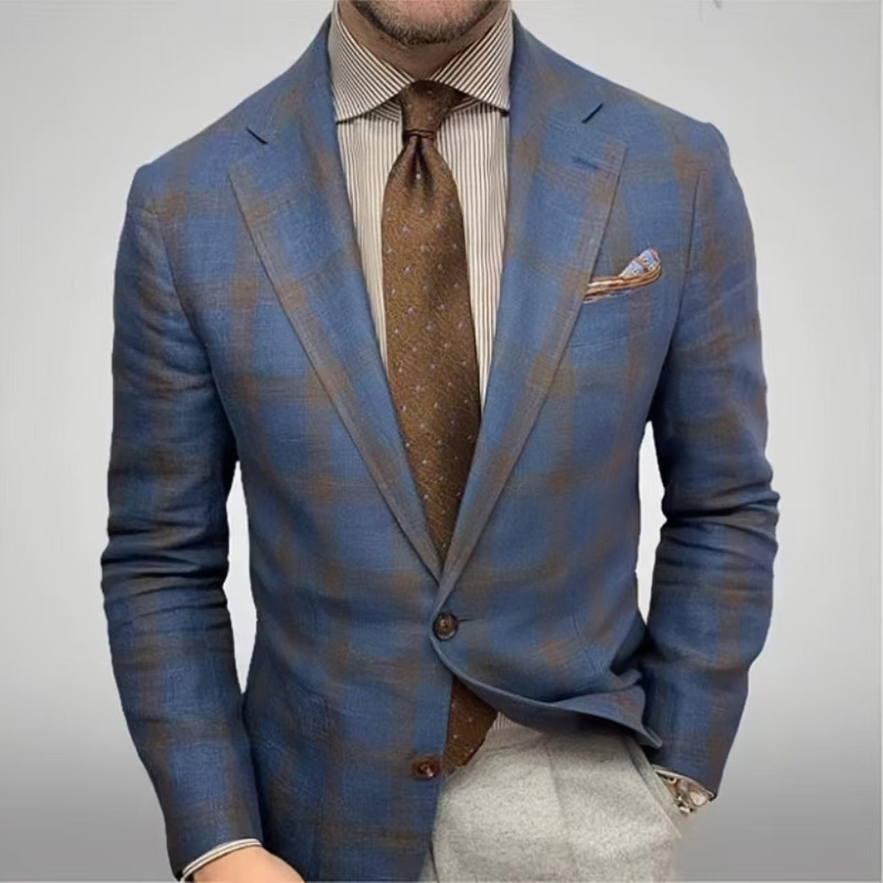 Mens Checkered Blazer Street-wave Modern Tailored Fit Premium Fabric for Professionals