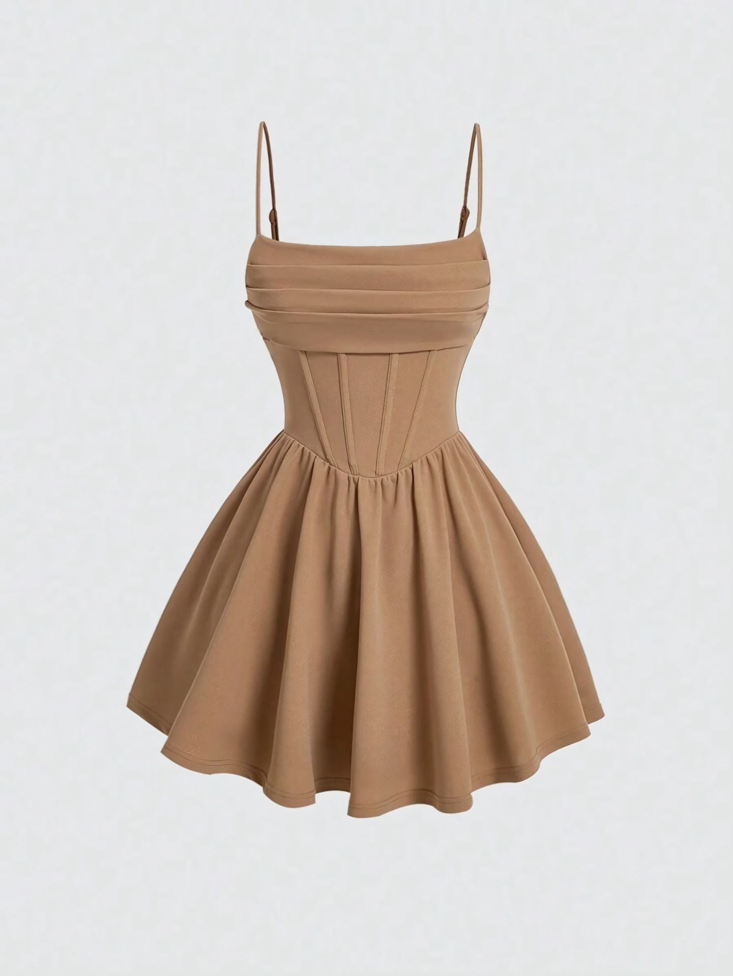 Heidi Mode Pleated Spaghetti Strap Dress With Back Zipper Chiffon For Women Elegant Casual