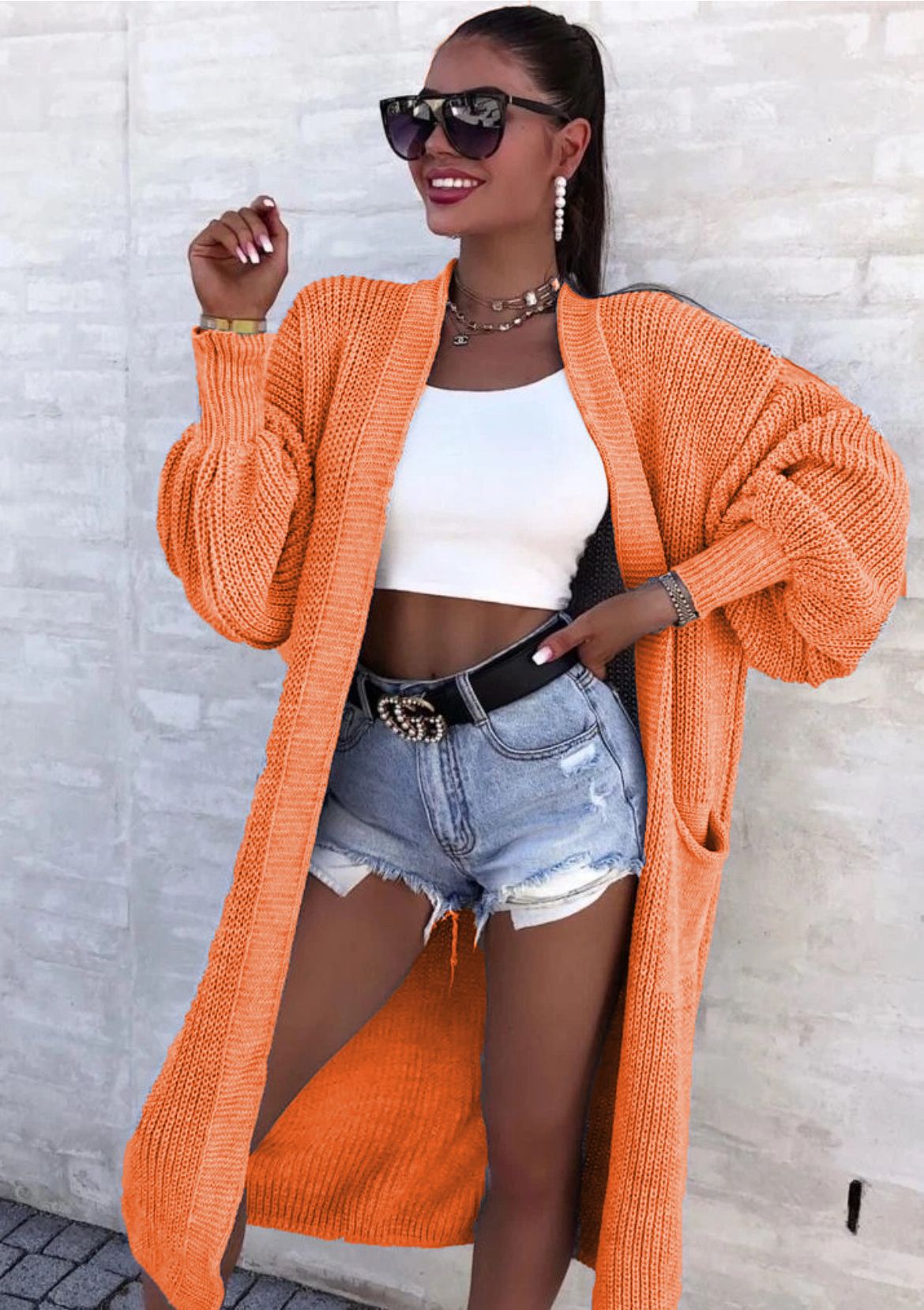 Street-wave Women's Knit Cardigan With Wide Fit And Deep Pockets For Women Everyday Chic