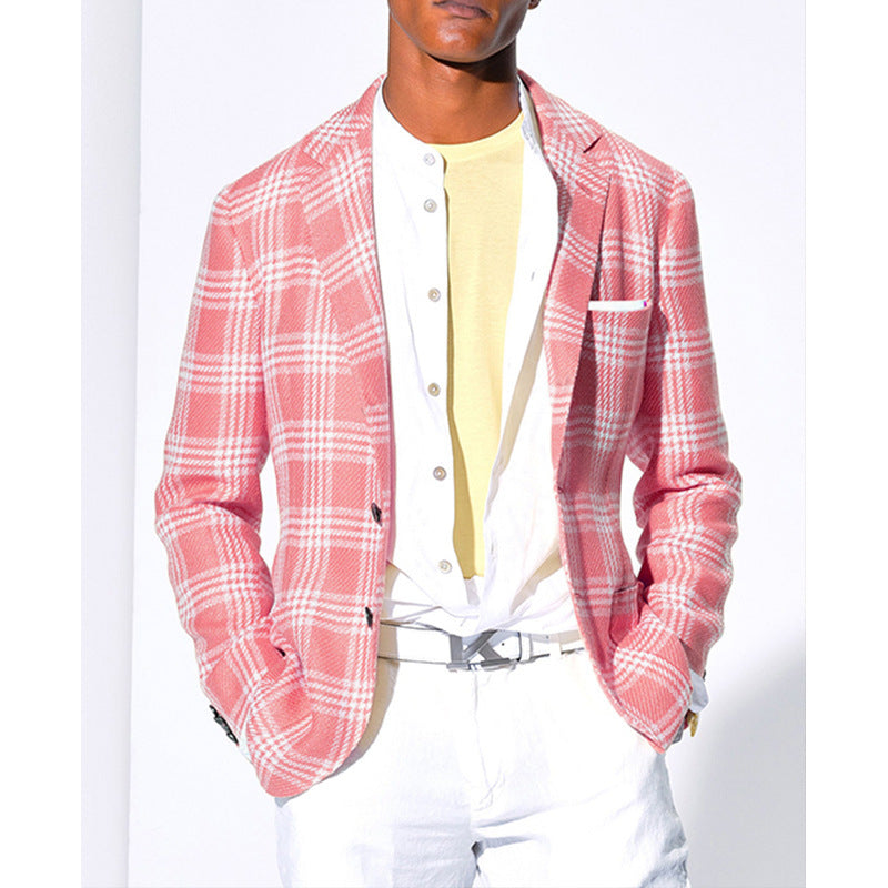 Street-Wave Men's Modern Plaid Blazer Lightweight Comfort Premium Fit For Style-Minded Gentlemen