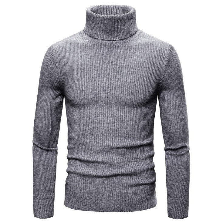 Streetwave Men's Ribbed Knit Turtleneck Sweater, Slim Fit, High Collar, Cozy Warmth