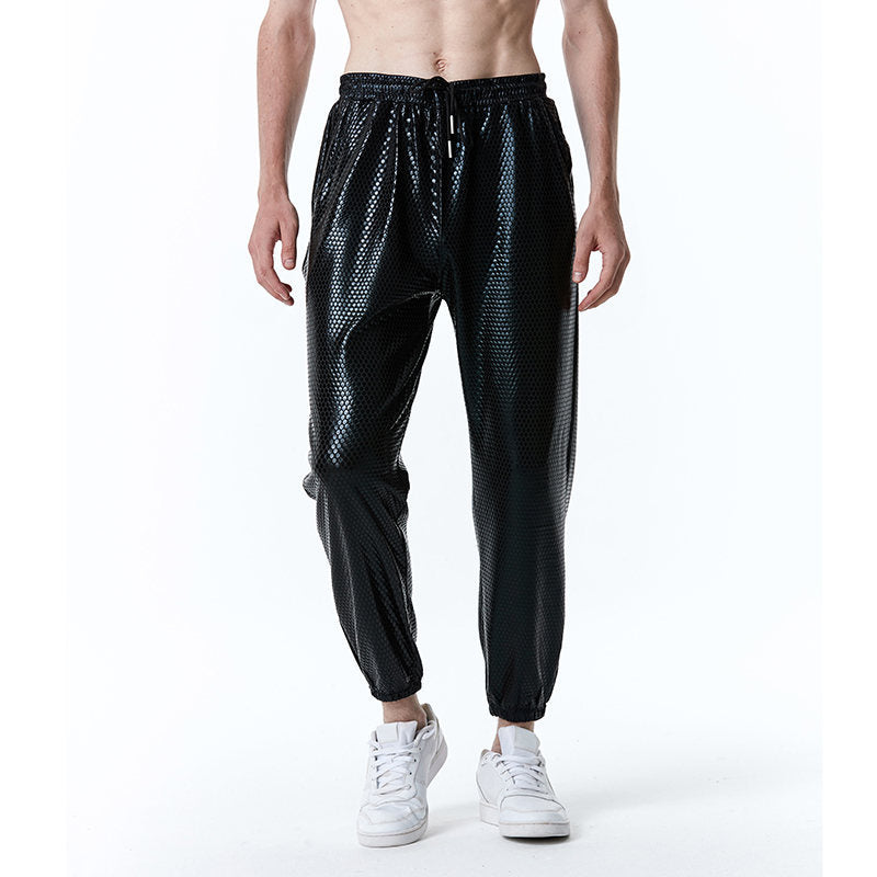 Streetwave Futuristic Mesh Pants For Men Metallic Look Breathable Streetwear Style Trendsetter