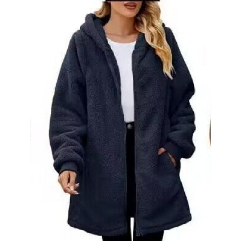 Street-wave Women's Cozy Fleece Hooded Jacket for Warmth, Soft Comfort and Style