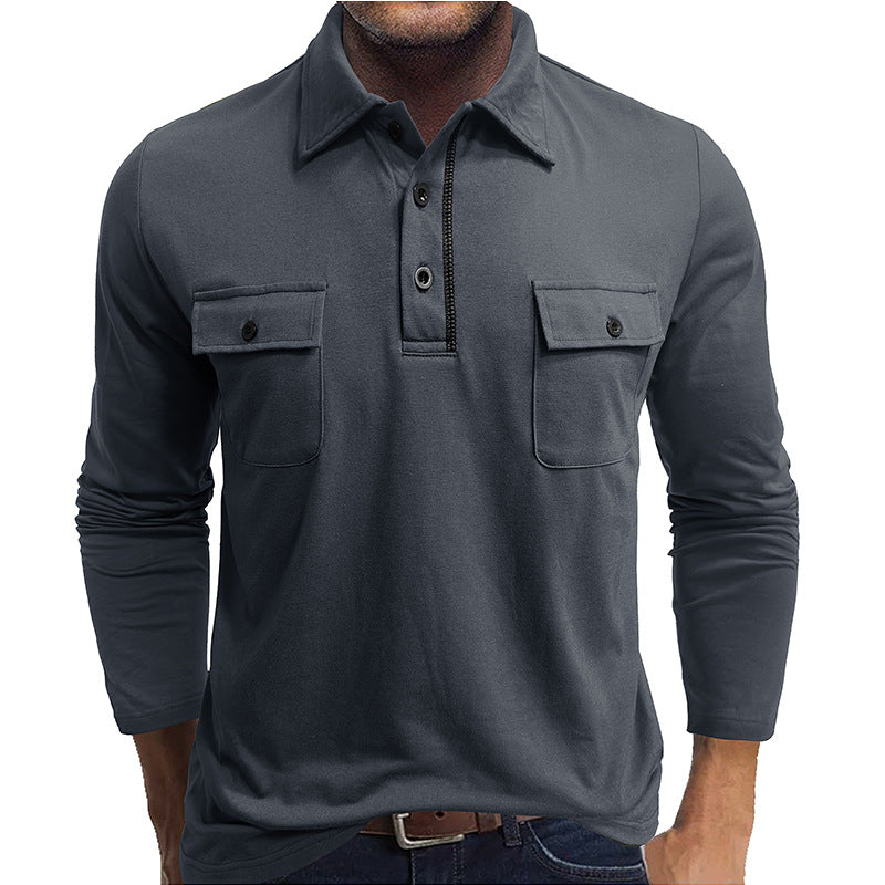 Men's Long Sleeve Polo Shirt Cotton Blend Regular Fit With Dual Flap Chest Pockets Nordisk Flair