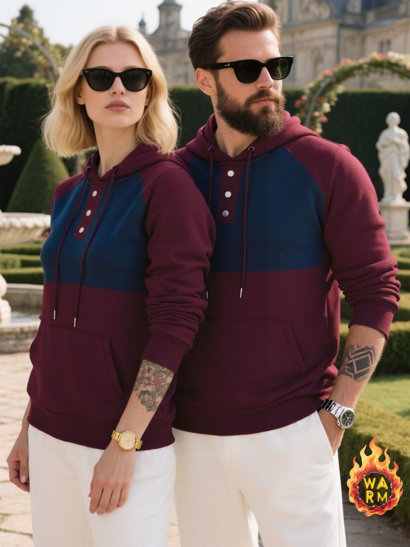 Mens Hoodie With Button Placket Street-wave Breathable Warm Comfort For Men Sporty Casual
