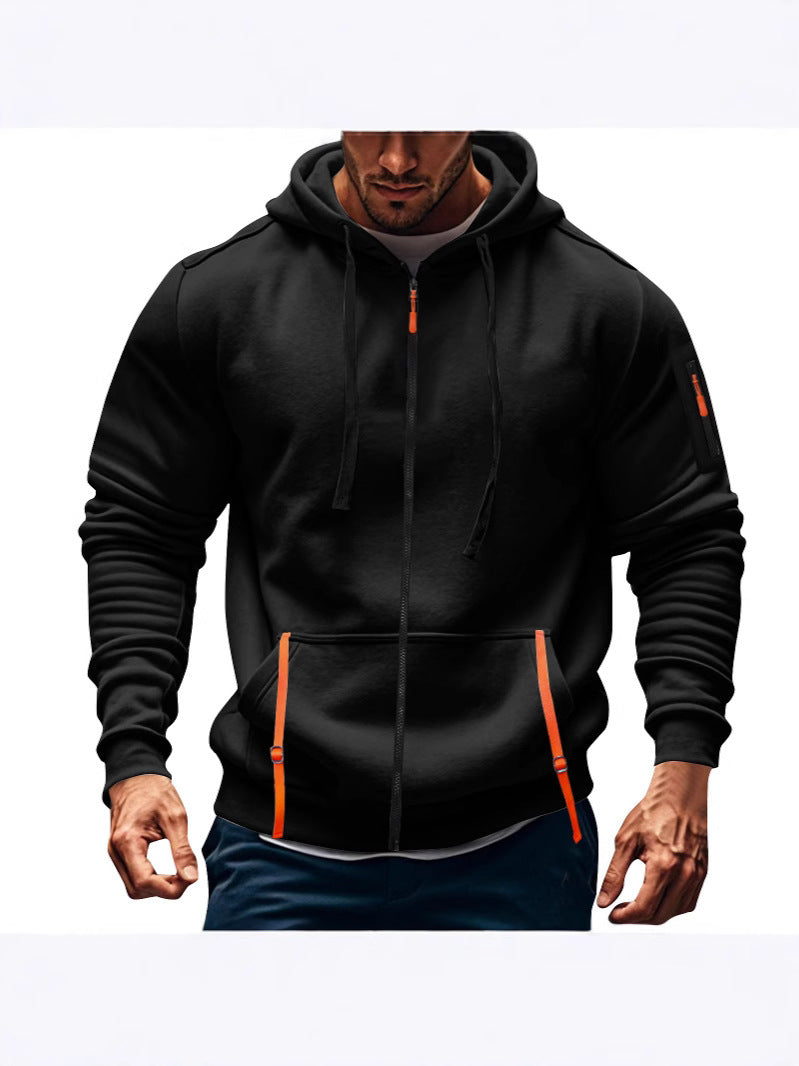 Men's Sport Hoodie With Practical Zip Pockets Street-wave Breathable Activewear Jacket for Men