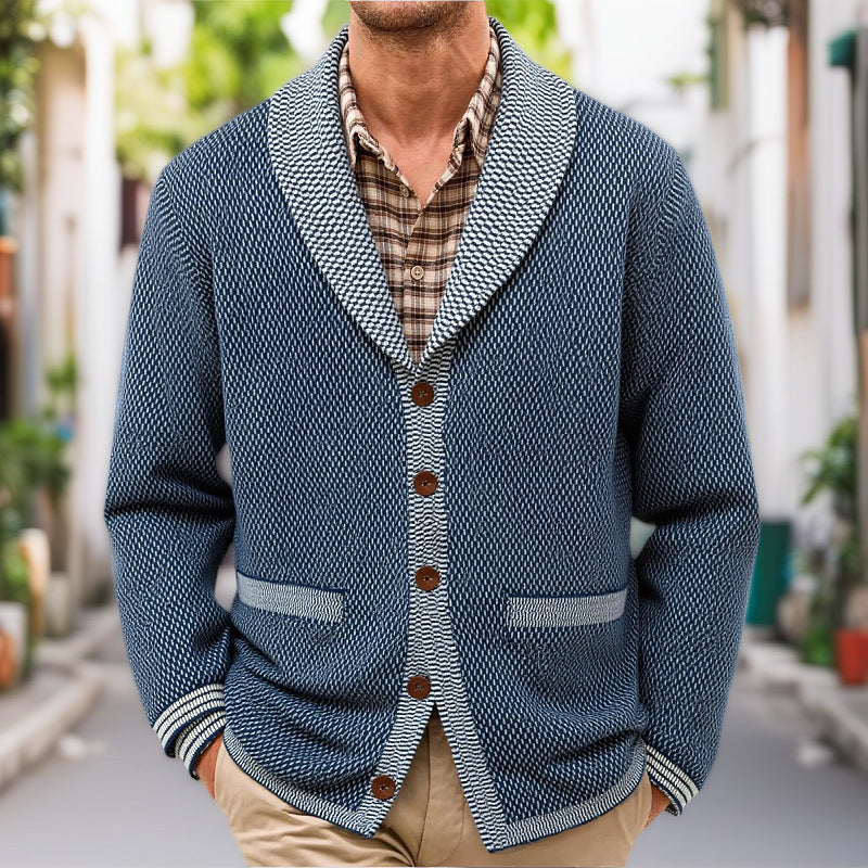 Mens Cardigan With Elegant Button Details And Wide Shawl Collar By Streetwave For Smart Casual Wear