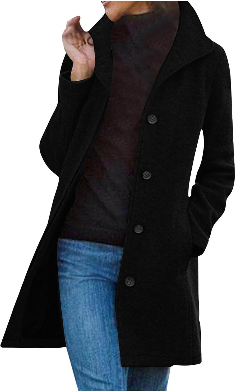 Street Wave Womens Wool Coat Stylish Warm Wool Blend For Cold Weather Chic Winter Outerwear