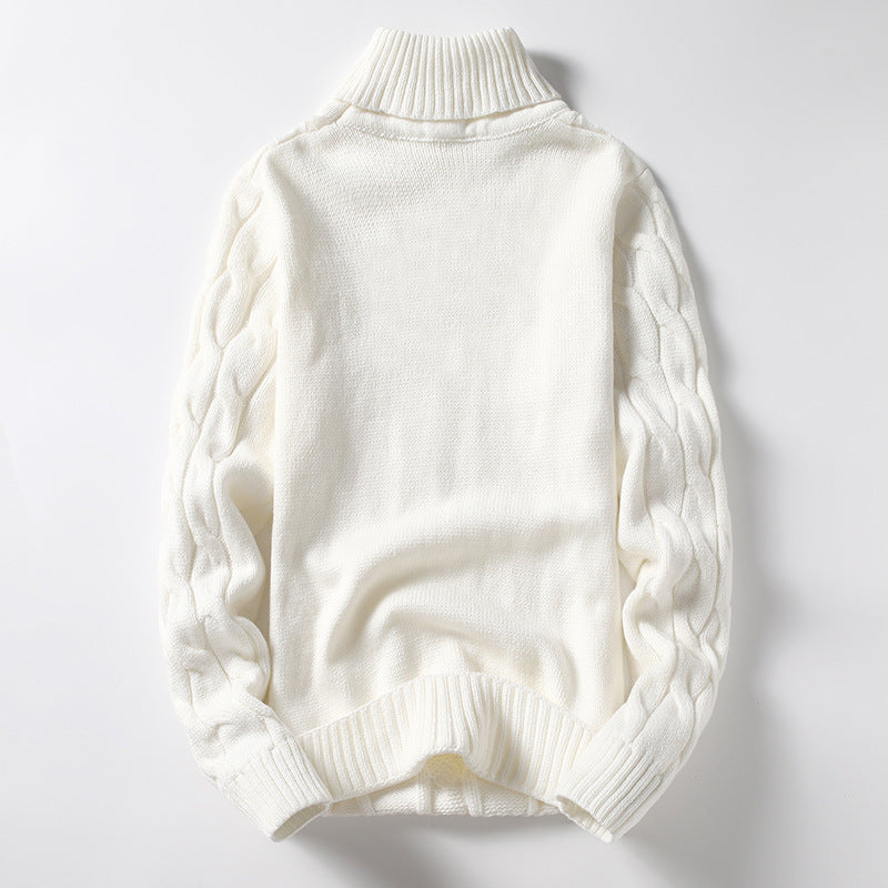 Street-wave Men's Cable Knit Sweater With Roll Neck Turtleneck Cozy Soft Breathable Warm