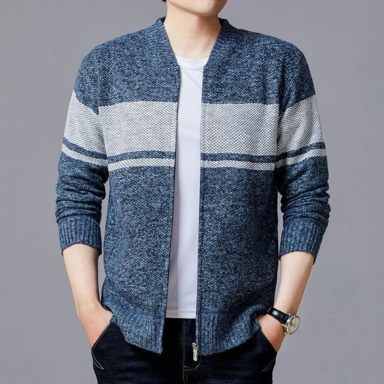 Mens Knit Cardigan With Modern Zip By Street-wave Structured Design Premium Cotton