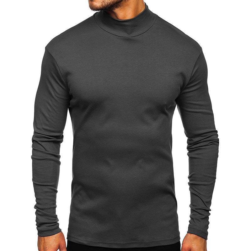 Street-wave Men's Long Sleeve Turtleneck Shirt Breathable Cotton Blend Comfortable Fit
