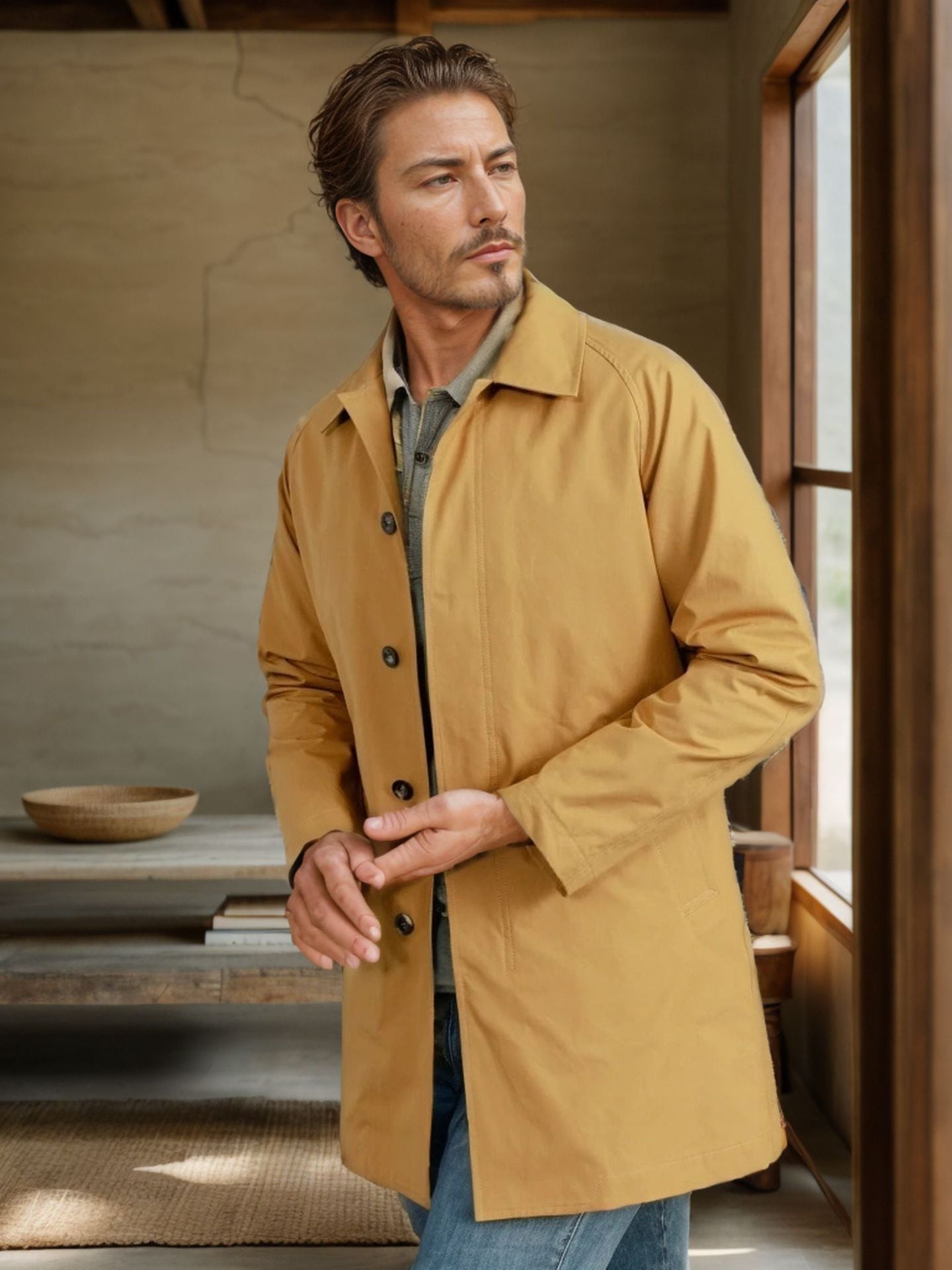Street-Wave Mens Loose Fit Transitional Coat For Urban Style Premium Materials Ideal For Transitional Weather