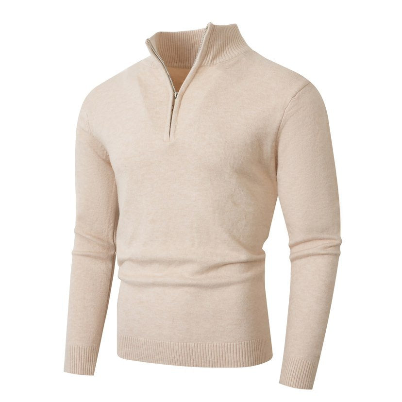 Men's Knit Pullover With Stand Collar And Premium Zip By Streetwave Breathable Cotton Comfort