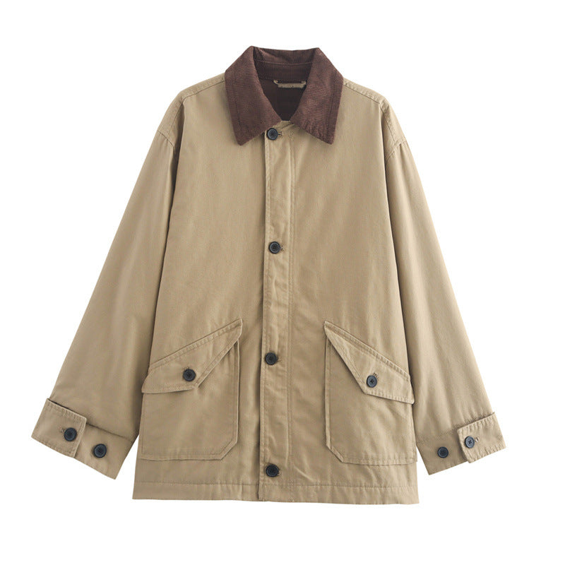 Street-Wave Womens Stylish Oversized Utility Jacket With Wide Cut And Practical Pockets