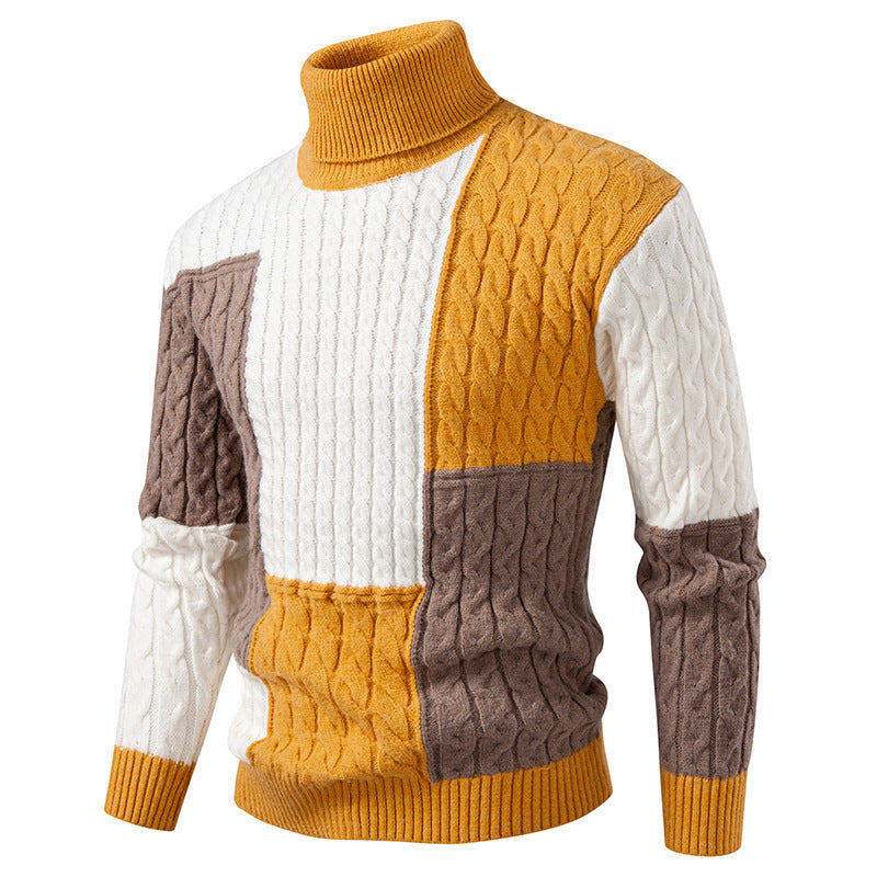Streetwave Mens Color Block Knit Sweater Premium Cozy Pullover For Modern Style Warm Everyday Wear