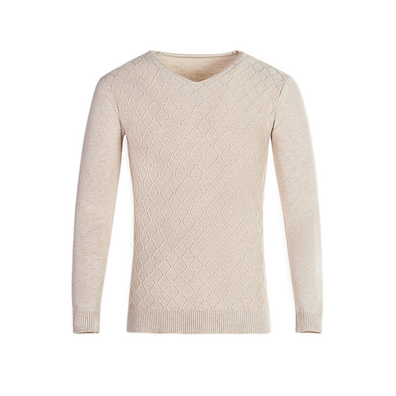 V-Neck Sweater With Textured Diamond Knit By Street-Wave For Men Premium Comfort And Style